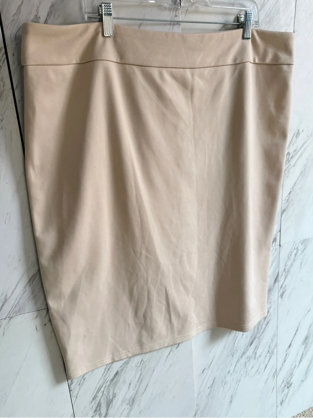 Hanna Nikole Cream Tailored Pencil Skirt Plus Size 24W Stretch Career Office